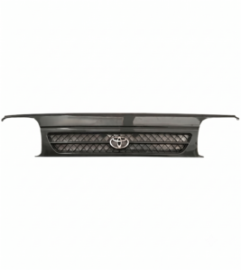 Dark gray front radiator grille for Toyota HiAce 1993-1994 Toyota HiAce H100 central diamond-mesh front grille insert Integrated chrome Toyota emblem badge on replacement grille Molded plastic upper front nose panel for 1993 HiAce van Toyota HiAce LH172 front bumper radiator grille TY04-0811A