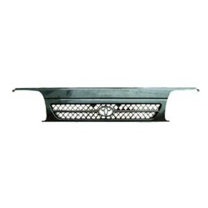 Dark gray front radiator grille for Toyota HiAce 1993-1994 Toyota HiAce H100 central diamond-mesh front grille insert Integrated chrome Toyota emblem badge on replacement grille Molded plastic upper front nose panel for 1993 HiAce van Toyota HiAce LH172 front bumper radiator grille TY04-0811A