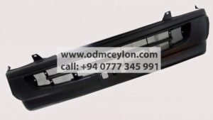 Unpainted front bumper for Toyota HiAce Van Commuter 1993-1994 Dolphin LH172 buffer front bumper replacement HI-92-1051 Plastic clip-on front bumper for Toyota HiAce upgrade Changbang aftermarket front bumper for 1993 HiAce with exhaust cut-out Front view of unpainted Toyota HiAce 1994 bumper assembly